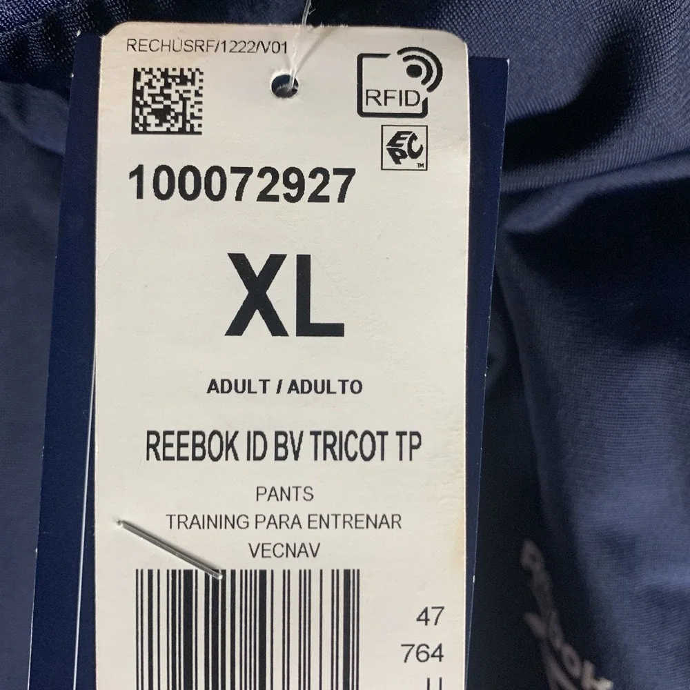 Reebok Women's Track Pants XL Navy Blue Rraining BV Tricot Pockets Wide‎ Leg - Picture 5 of 10